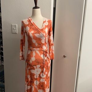 DownEast Coral Floral Maxi Dress